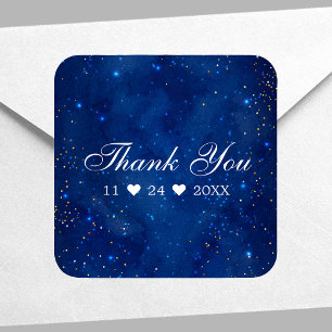 Watercolor Galaxy Cosmic Stars Starry Thank You Square Sticker