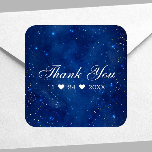 Watercolor Galaxy Cosmic Stars Starry Thank You Square Sticker