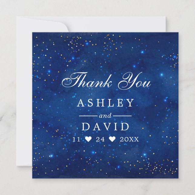 Watercolor Galaxy Cosmic Stars Thank You Card (Front)