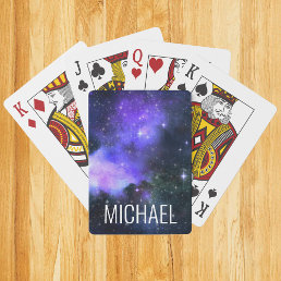 Watercolor Galaxy Personalized Name Space   Playing Cards