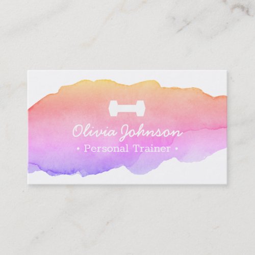 Watercolor Galaxy Pink Female Fitness Trainer Business Card