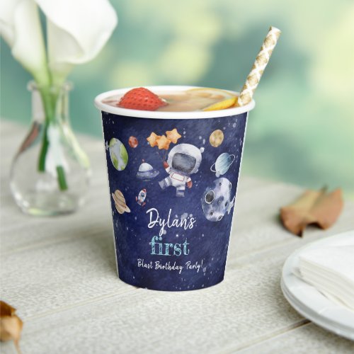 Watercolor Galaxy Planet Kids Baby Shower  Paper Cups