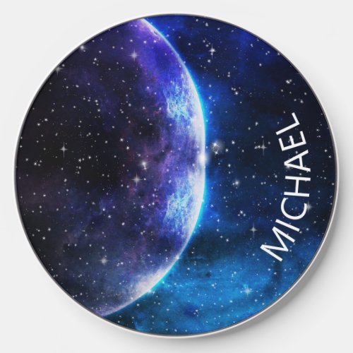 Watercolor Galaxy Planet Space Personalized  Wireless Charger