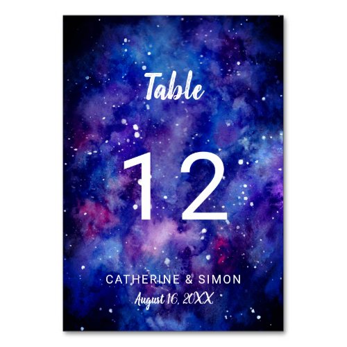 Watercolor Galaxy Starry Night Constellation Stars Table Number