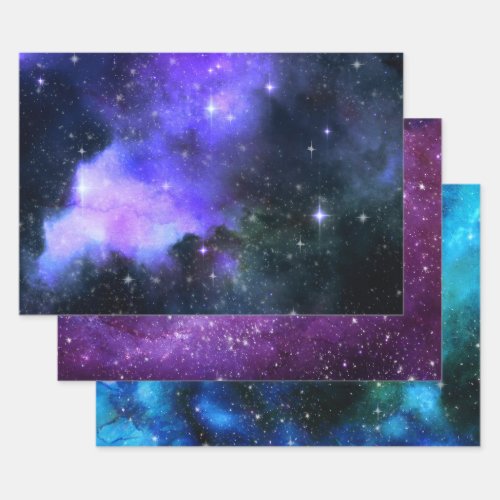Watercolor Galaxy Stars Space  Nebula Wrapping Paper Sheets
