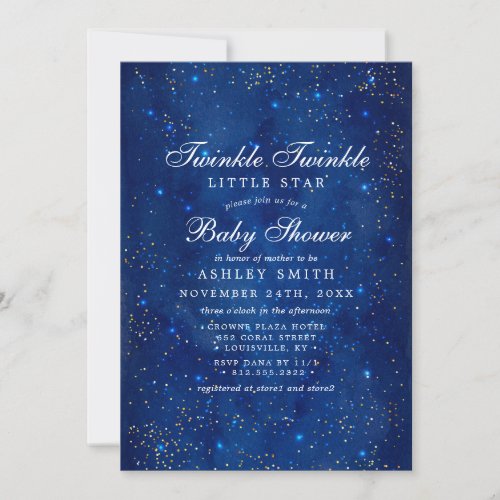 Watercolor Galaxy Twinkle Twinkle Star Baby Shower Invitation
