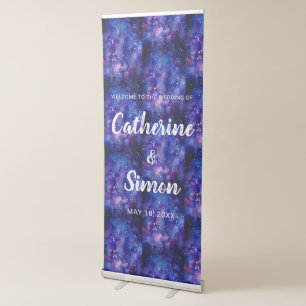 Watercolor Galaxy Welcome Wedding Hand Lettering Retractable Banner