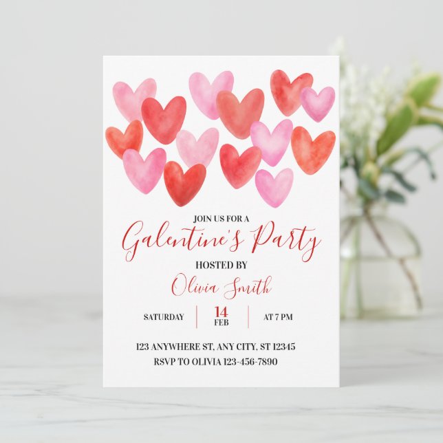 WATERCOLOR GALENTINES DAY PARTY INVITATION (Standing Front)