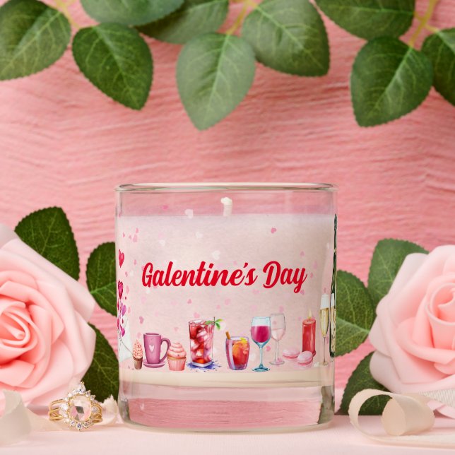 Watercolor Galentine's Valentine's Day Party Scented Candle (Wedding)