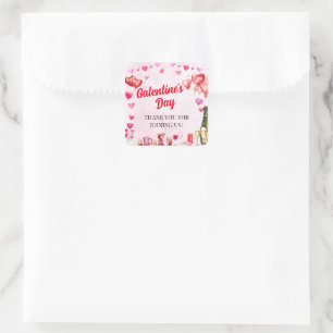 Watercolor Galentine's Valentine's Day Party Square Sticker