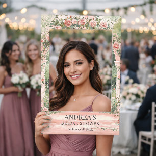 Watercolor Garden Arch and Roses Bridal Shower Selfie Frame