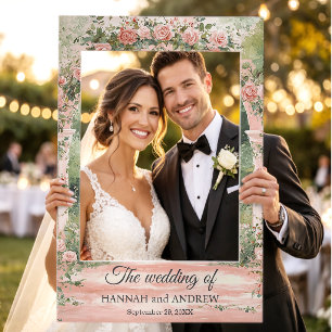 Watercolor Garden Arch and Roses Wedding Reception Selfie Frame