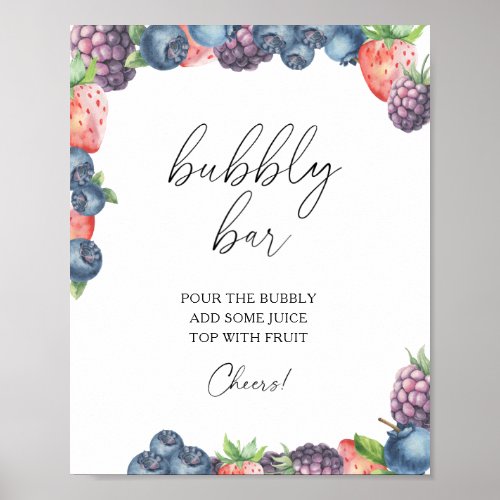 Watercolor garden berries _ bubbly bar poster