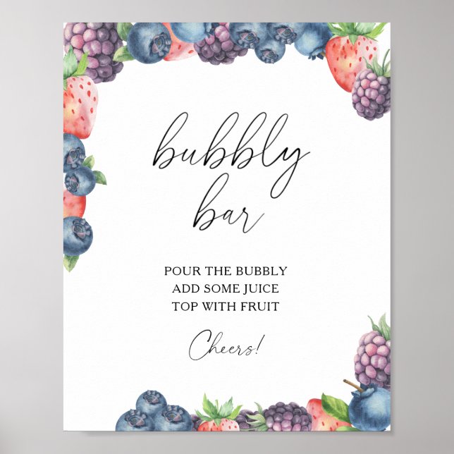 Watercolor garden berries - bubbly bar poster (Front)