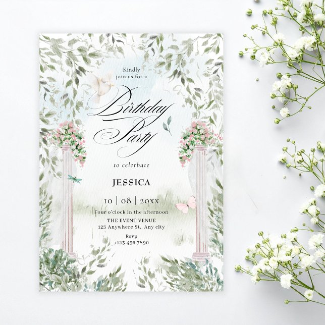 Watercolor garden birthday invitation (Creator Uploaded)