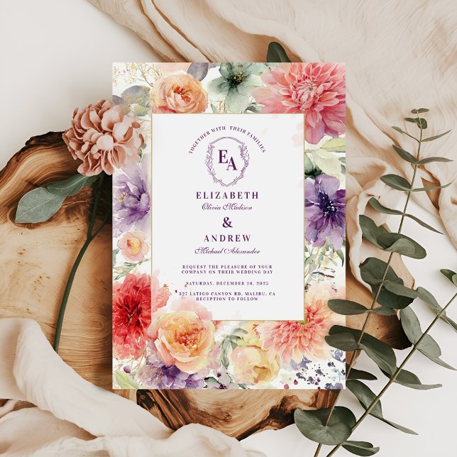 Watercolor Garden Bloom Floral Wedding Invitation (Creator Uploaded)