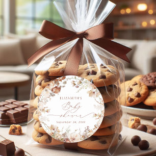 Watercolor Garden Boho Floral Baby Shower Classic Round Sticker