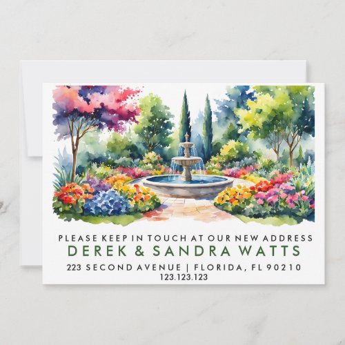 Watercolor garden  Change of address weve moved Invitation