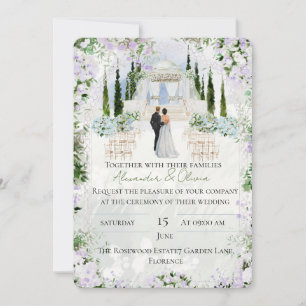Watercolor Garden Elegant Altar Wedding Invitation