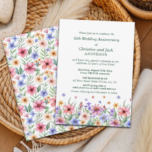 Watercolor Garden Floral 55th Wedding Anniversary Invitation