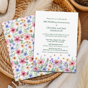 Watercolor Garden Floral 60th Wedding Anniversary Invitation