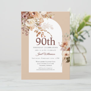 Watercolor Garden Floral Arch 90th Birthday Invitation