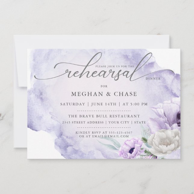 Watercolor Garden Floral Lilac Poppy  Invitation (Front)