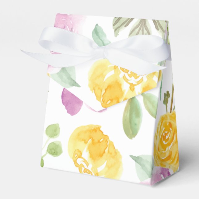Watercolor Garden Floral Pattern Favor Boxes (Front Side)