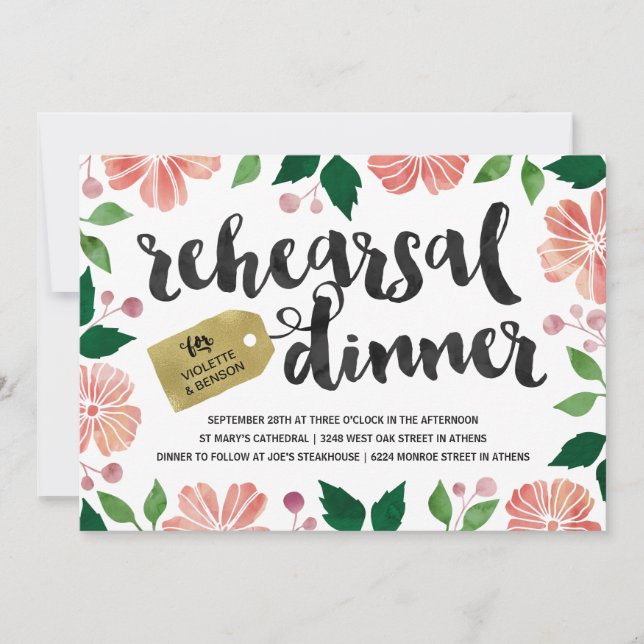 Watercolor Garden | Floral Rehearsal Dinner Invitation (Front)