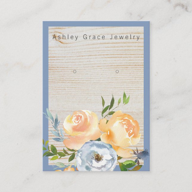 Watercolor Garden Floral Wood Earring Display Card (Front)