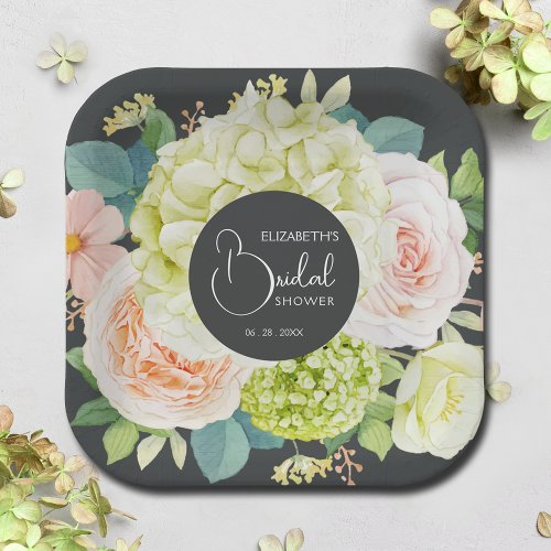 Watercolor Garden Florals Bridal Shower Paper Plates