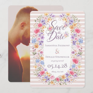 Watercolor Garden Flower Frame Wedding Invitation