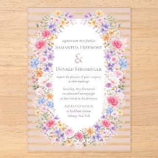 Watercolor Garden Flower Frame Wedding Invitation