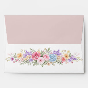 Watercolor Garden Flower Frame Wedding Invitation Envelope