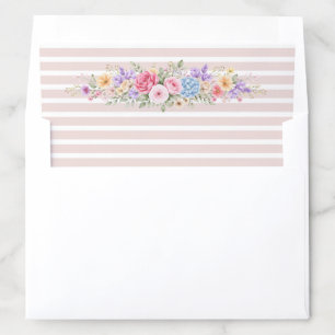 Watercolor Garden Flower Frame Wedding Invitation Envelope Liner