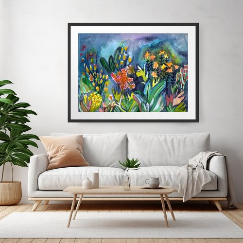 Watercolor Garden Flowers Art Poster