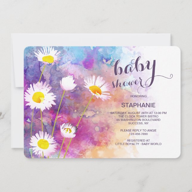 Watercolor Garden Flowers Baby Shower Invitation (Front)
