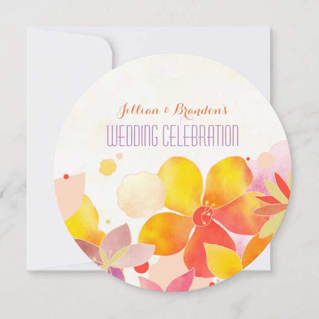 Watercolor Garden Flowers Boho Wedding Invitation (Front)