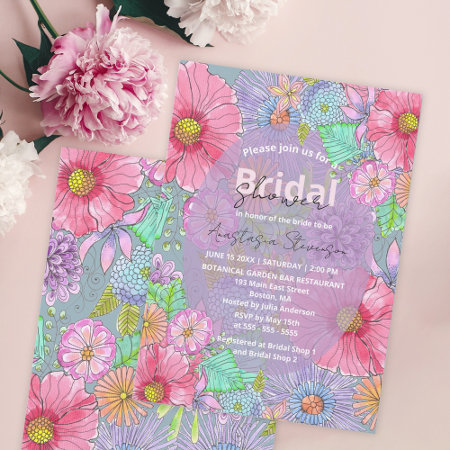 Watercolor Garden Flowers Botanical Bridal Shower