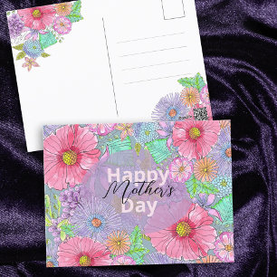 Watercolor Garden Flowers Botanical Mother's Day Postcard