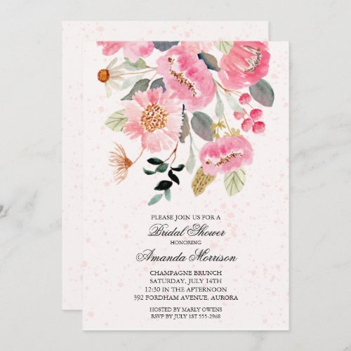 Watercolor Garden Flowers Bridal Shower Invitation
