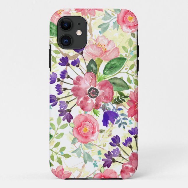 Watercolor garden flowers Case-Mate iPhone case (Back)