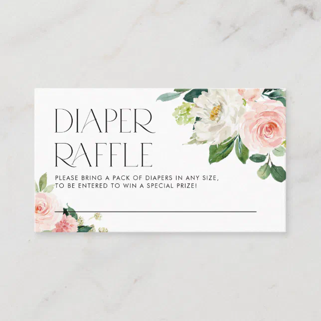 Watercolor Garden Flowers Diaper Raffle Business Card Zazzle