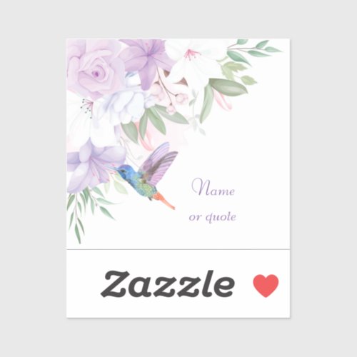 Watercolor Garden Flowers Hummingbird Bird  Sticker