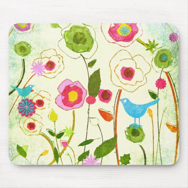 Watercolor Garden Flowers Mouse Pad (Front)