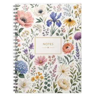 Watercolor Garden Flowers Notebook