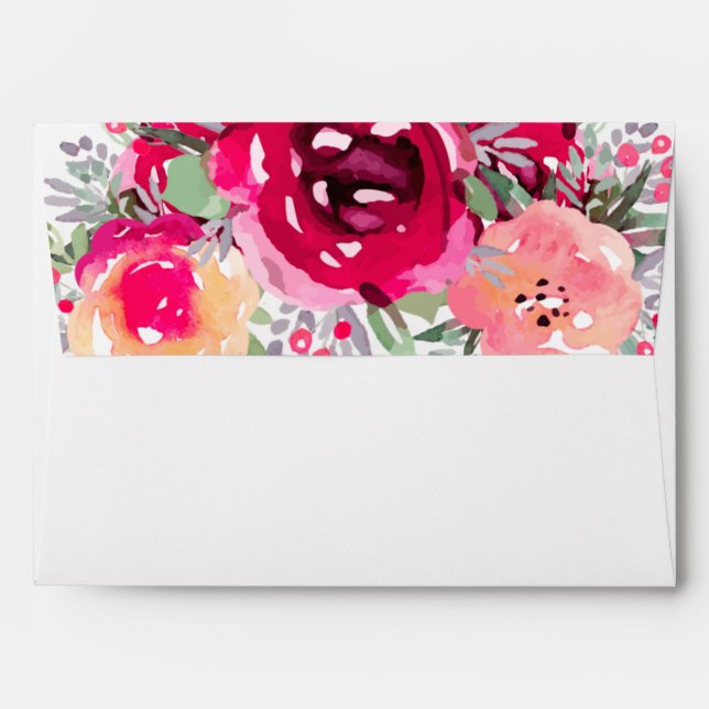 Watercolor Garden Flowers on Back Flap of Envelope (Back (Top Flap))