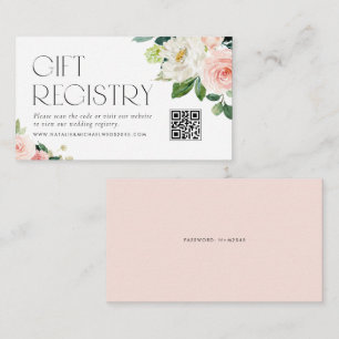 Watercolor Garden Flowers QR Code Wedding Registry Enclosure Card