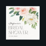 Watercolor Garden Flowers Spring Bridal Shower Napkins<br><div class="desc">Add a floral accent to your event with these customizable bridal shower paper napkins. It features watercolor floral bouquet of pink and white flowers and greenery. Personalize these floral bridal shower paper napkins by adding your event details. These paper napkins are perfect for spring or summer bridal showers.</div>