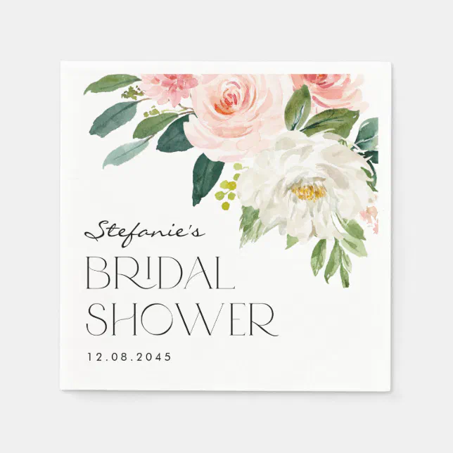 Watercolor Garden Flowers Spring Bridal Shower Napkins | Zazzle